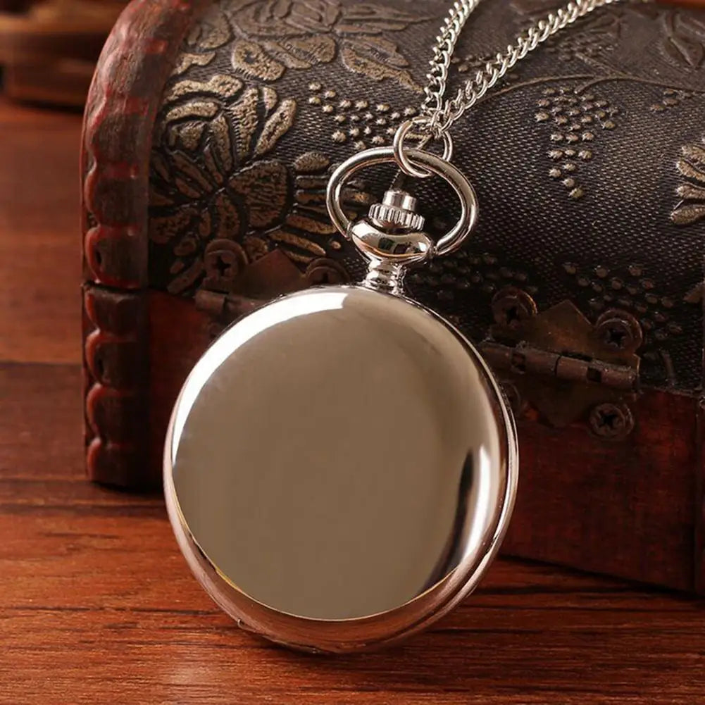 SANWOOD Adults Vintage Quartz Movement Analog Display Plastic Window Black-Silver-Gold Round Shaped Case Flip-Out Metal Chain-Pocket Watches/Colors-Black/Gold/Silver