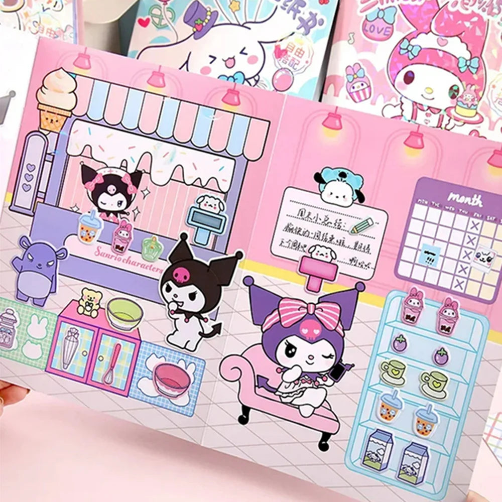 JOYTOP Kids 10 Styles Plastic Multicolor Cute Cartoon Sanrio Quiet Home Landscape Cardboard Sticker Books/Colors-Yellow/Pink/Pink/Purple/Blue/Multicolor/Ages: 3-14 Years Old-Older