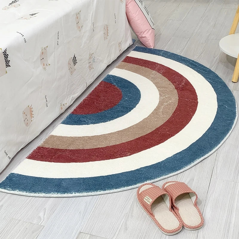 No-EN-Name-Null Indoor-Outdoor Customized Modern Cartoon Semicircle Rainbow Hand-Machine Washable Anti-Slip Bottom Wool Rugs/Colors-Rainbow/Geometric/Multicolor