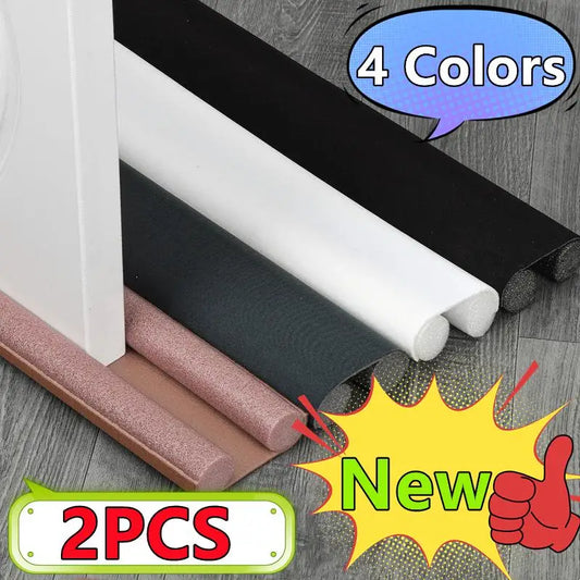 2 PCS Set Non-Adhesive Cuttable Flexible Under Door Round Foam Seal Strips/Colors-Gray/Brown/Black