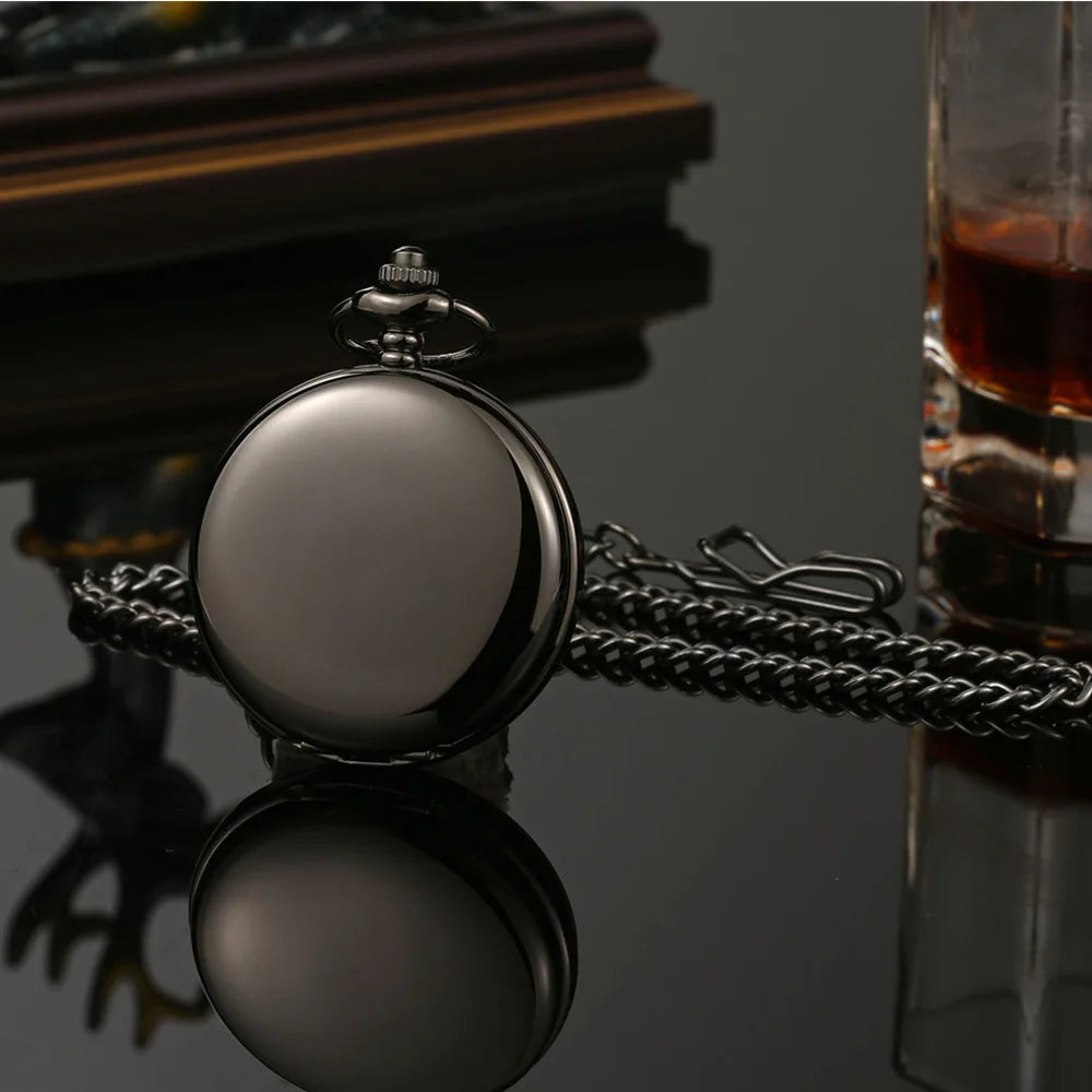 OHSEN Men Quartz Analog Display Acrylic Face Roman Numeral Stainless Steel Metal Round Case Double-Sided Skeleton Dial Transparent Back Cover Steampunk Mechanical Hand Wind Chain-Pocket Watches/Colors-Silver/Bronze/Gold/Black/Rose Gold