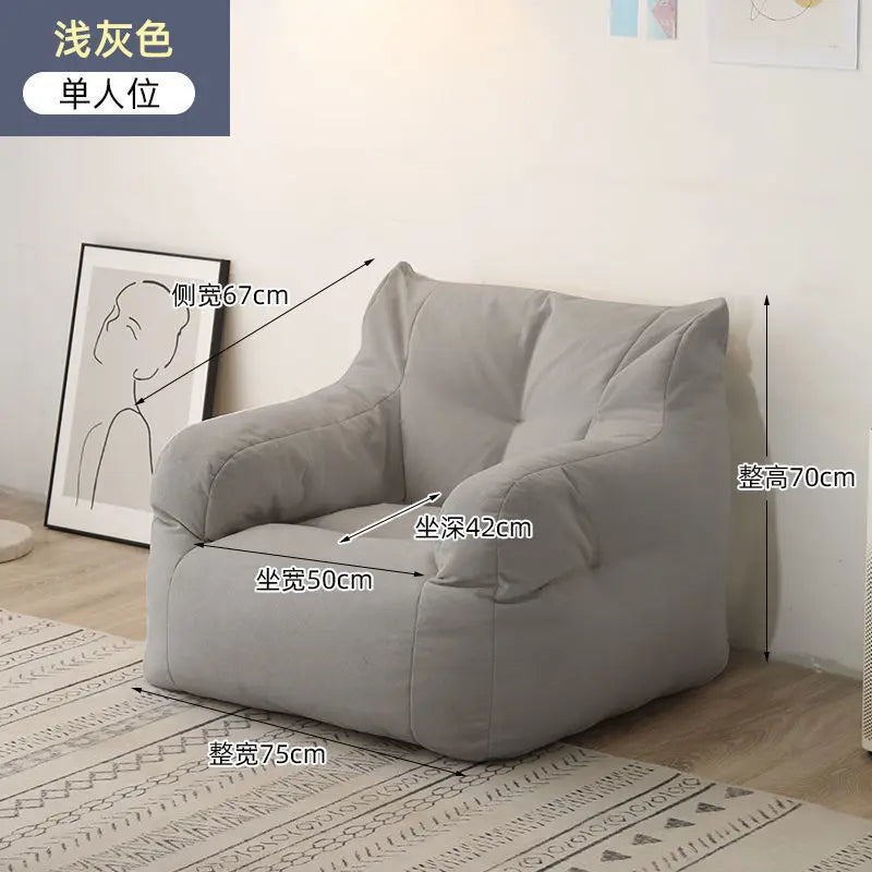 No-EN-Name-Null GIANT Soft Linen-Cotton Fabric Sofa Bean Bag Chairs/ Side Pocket/Detachable Cover /Washable /Colors-Gray/Blue/Yellow/Beige/Multicolor