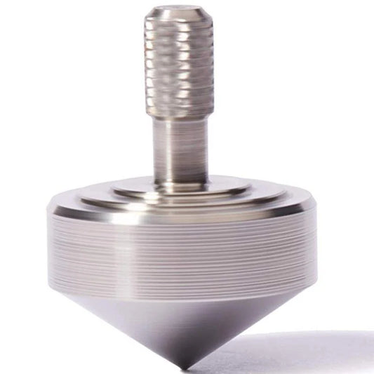 MUDDY PUDDLES Handheld Textured Surface Silver Metal Spinning Top Protruding Stem Activity Toys/Ages: 13-18 Years Old + Older/Colors-Silver/Gold/Gray/Multicolor