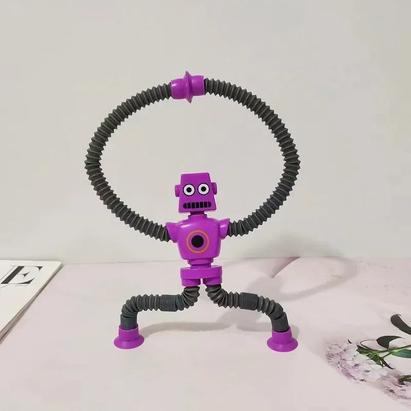 SMHXIANGQIANJIN Kids Multicolor Plastic Telescopic Funny Robot Suction Cup Hands-Feet Expendable Arms-Legs Anxiety-Stress Relief Robotic Toys/Ages: 3-12  Years Old /Colors-Red/Blue/Purple/Yellow/Multicolor