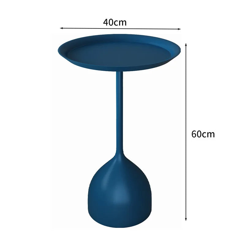 No-EN-Name-Null Modern Small Round Top-Wrought Iron Metal Base Mobile Coffee Tables/Colors-White/Light Brown/Yellow/Orange/Black/Royal Blue/Dark Blue/Size: 62 x 42 x 35cm