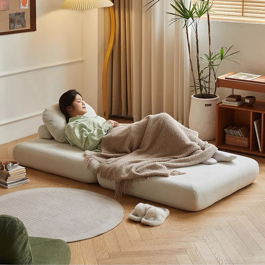 TATAMI Modern Corduroy Pattern Bean Bag Soft Velvet Fabric Cushions Medium Firmness Sectional Sofas/Green/Light Gray/Off White/ Orange/Yellow/Green