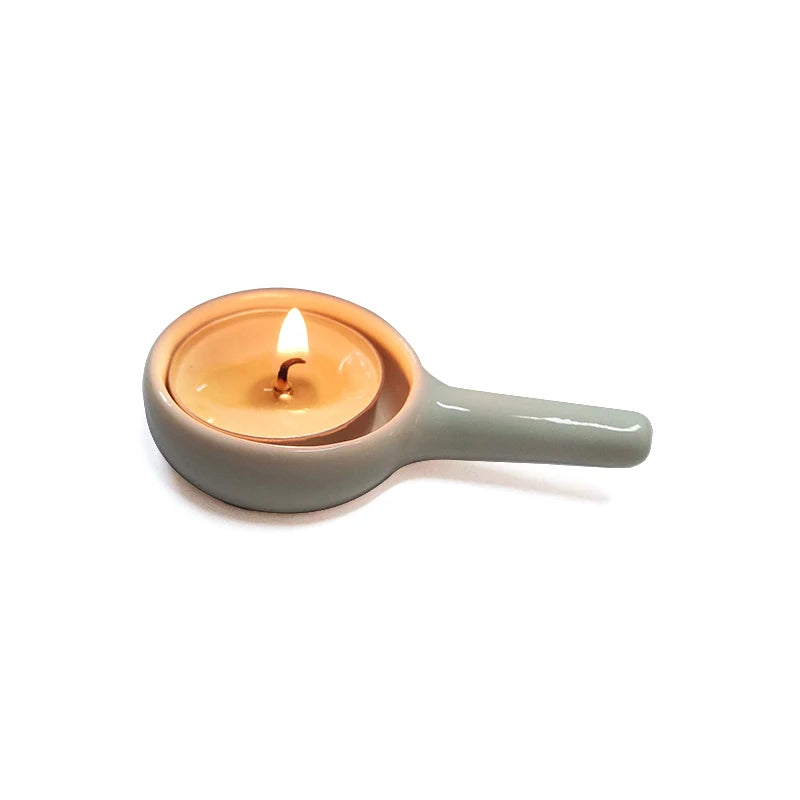 No-EN-Name-Null Decorative Small White Ceramic Floral Flower Design Heat-Resistant Essential Oil Burner-Wax Melting-Tea Light Candle-Diffuser Candle Holders/With 3 Ceramic Spoons