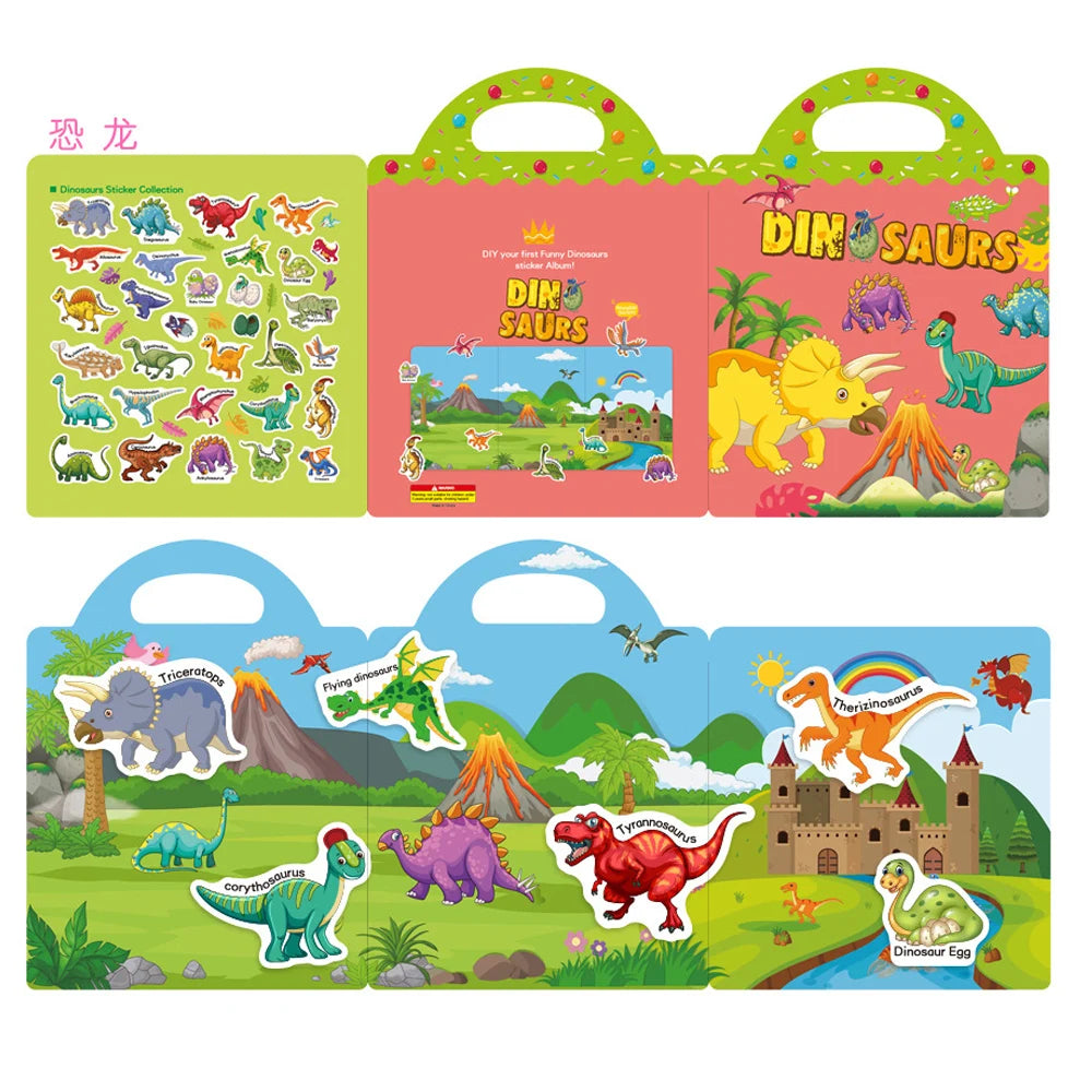 TAKARA TOMY Kids Plastic Early Educational Reusable Multicolor Cartoon Animal Scene Stickers Painting Hand-On Puzzle Books Stickers-Stickers Machine /Ages: 2-18 Years Old-Older