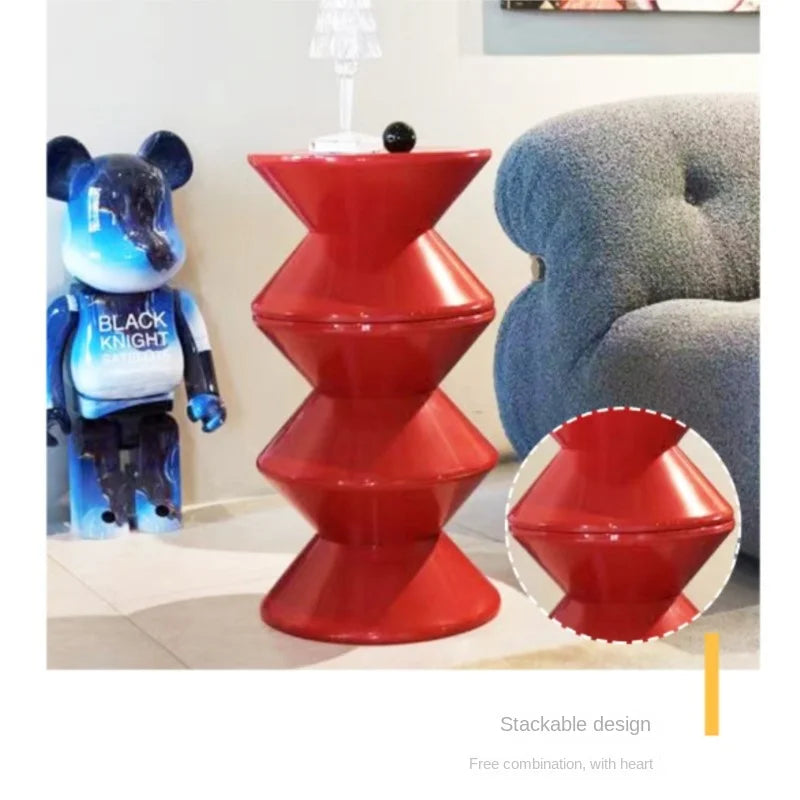 ZISIZ Customized Classic Antique Black Round Shaped PP Hard Flat Plastic Stackable Easy Storage Foldable Low Stools/Colors-White/Green/Red/Orange/Black