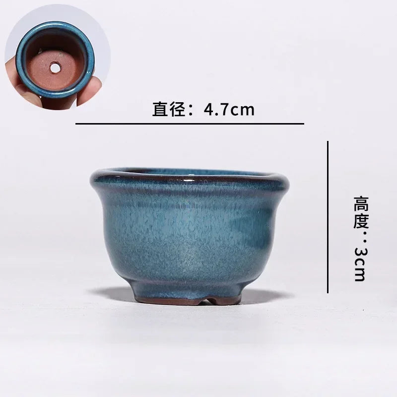 No-EN-Name-Null Indoor Mini Handmade Glazed Blue-Brown-Purple Ceramic-Purple Clay Succulent Multi-Shaped Thumb Flower Pots