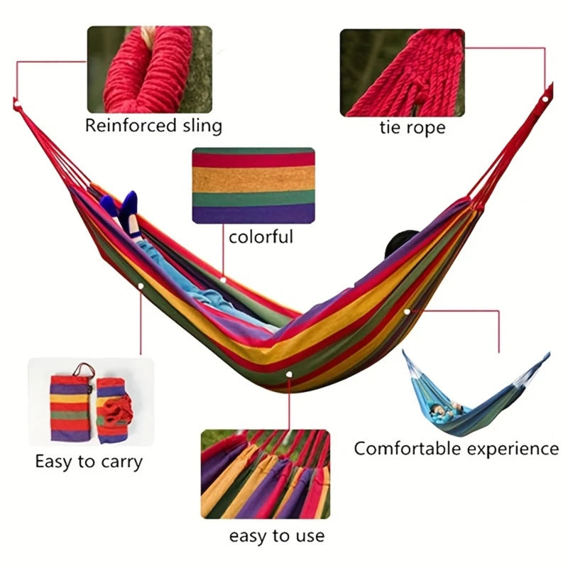 No-EN-Name-Null Outdoor One Person Portable High Strength Parachute Canvas Soft Fabric Hanging Beds Multicolor Hammocks /Colors-Striped/ Multicolor/ Red/Blue