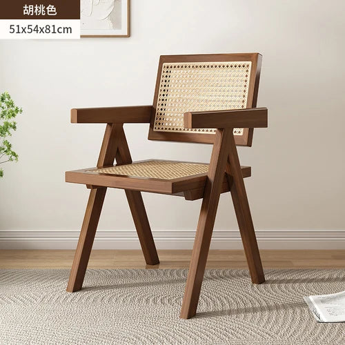 Italian Modern Upholstered Leatherette Mesh Wood Dining Armchairs/Colors-Beige/Brown/Black