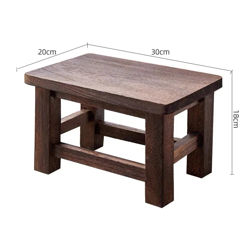 No-EN-Name-Null Modern Backless Rectangle Shaped Hard Flat Top Brown-Beige Solid Wood Ottomans