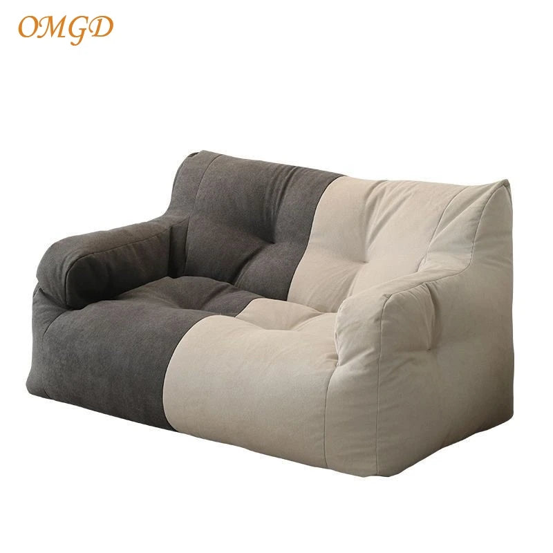 OMGD Modern Medium Firmness Wear-Resistant Removable Washable Soft Plush Thick White Upholstered Padded Breathable Polyester Cotton-Linen Fabric Cushions One Person OMGD Lazy Double Chaise Lounges Sofas/Colors-Beige/Gray/White