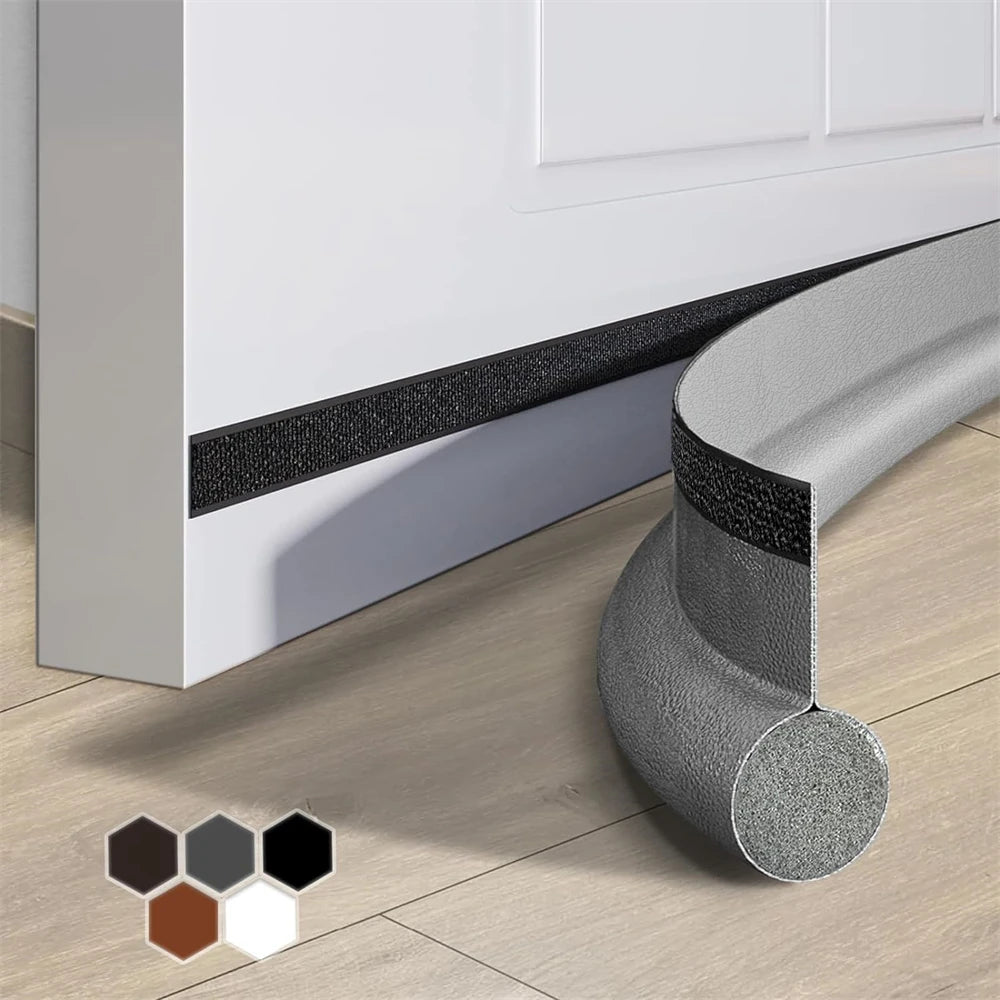TFFAAI Round Self-Adhesive PU Leather Foam Cuttable Sound-Windproof Rubber Door Draft Stoppers/Colors-Gray/Black