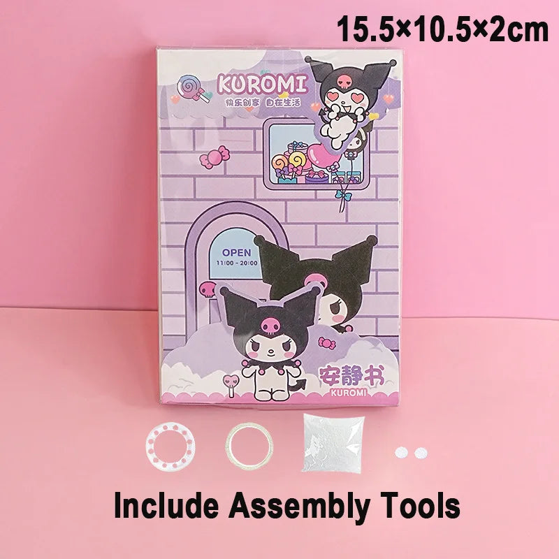 MINISO Kids Mini Sanrio Kawaii Reusable Quiet Book Six Themes Cartoon Scenes Multicolor Paper Stickers-Stickers Machines/Ages: 3-12 Years Old/Colors-Multicolor/Pink/Purple/Checkered