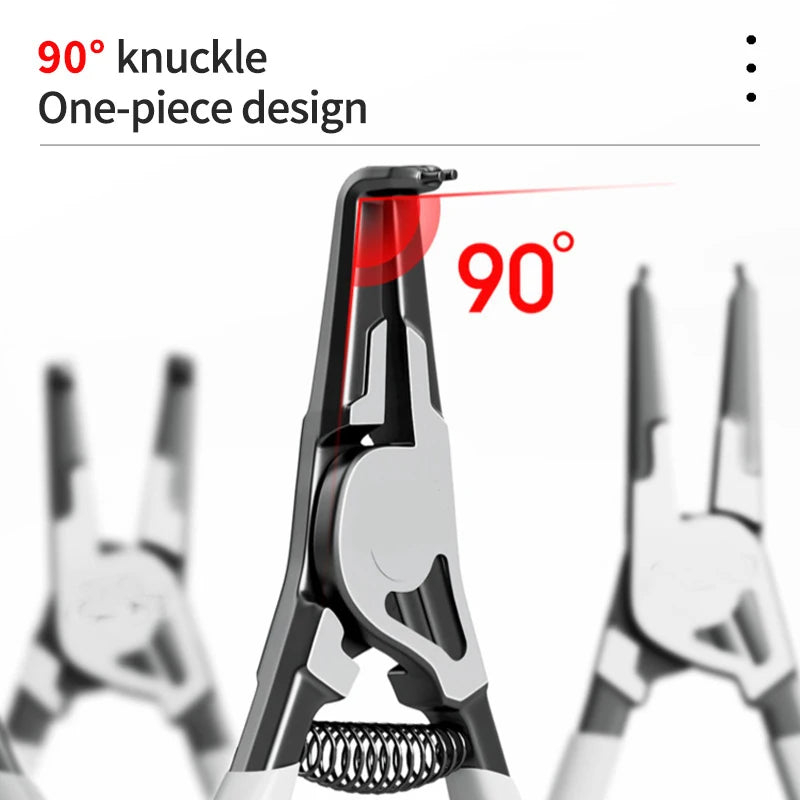 YLONDAO Industrial Grade Chinese Silver Carbon Steel Gray-Black Straight Handle Automatic Spring Assisted Rebound Electrical Elbow Circlip Pliers