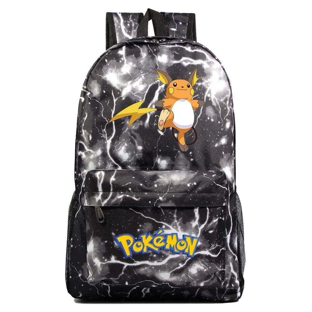 MINISO Kids Softback Waterproof Oxford Fabric Cartoon Anime Pokemon Design Adjustable Shoulder Straps-One Handle 15 Inch Laptop Single Compartment School Backpacks/Colors-Blue/Pink/Black/Multicolor