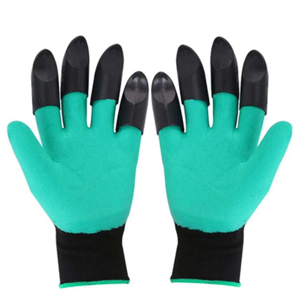 No-EN-Name-Null Outdoor Adults Waterproof Green Removable Black 8 Plastic Claw Tips Puncture Resistant Elbow Length Cotton Digging Gloves Gardening Accessories /Colors-Green/Purple/Black/White/Multicolor