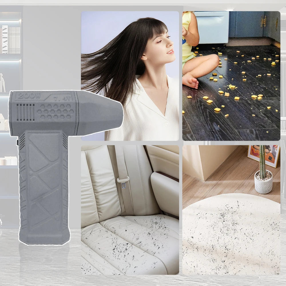 ISFRIDAY Mini Handheld Quiet Geometric Gray-Black Turbo Jet Air Flow Powerful High-Speed Blower Powered Hand Fans-Misters /Type-C Fast Charging Port