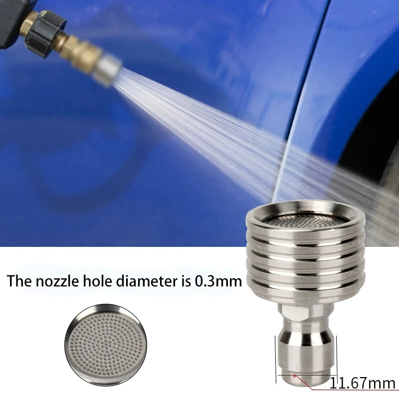 Outdoor Finger-Grip Handle Silver Stainless Steel 1/4 Quick-Connect Washing Shower High Pressure Washing Nozzles
