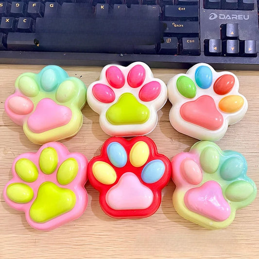KITTYBABY Kids Plastic-Silicone Rubber Multicolor Soft Sticky Cute Cartoon Animal Cat Paws Anxiety-Stress Relief Squeeze Slow Rebound Activity Toys/Ages: 6-12 Years Old