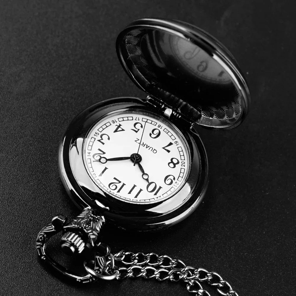 No-EN-Name-Null Adults Antique Quartz Analog Display Acrylic Face Black Metal Alloy Case Humorous Funny Trump Riding Red Tabby Cat-Holding A Automatic Weapon Design Glass Dome Cover The Durable Chain-Pocket Watches/Colors-Gold/Silver/Black/Bronze