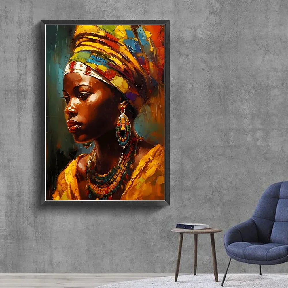 No-EN-Name-Null Modern Retro Unframed Waterproof Rectangle Shaped Vivid Multicolor HD Movie-TV Graffiti Beautiful African Woman Singer-Musician Art Posters / Colors-Black/Multicolor