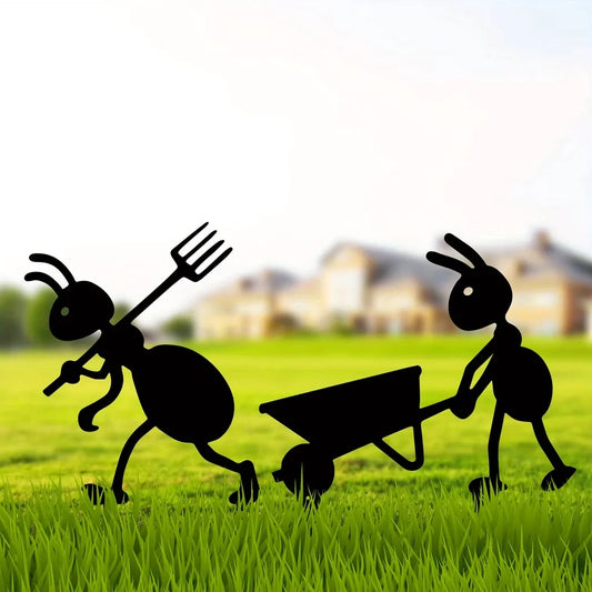 NULL Outdoor Art Deco Black Iron Metal Mounting Ants Working Grass Lawn Garden Sculpture Ornaments