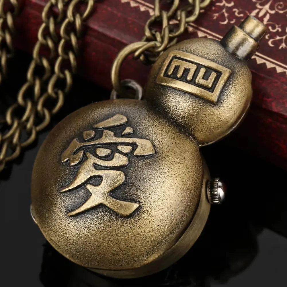 No-EN-Name-Null Teens-Adults Antique Imitation Quartz Glass Face Analog Display Bronze-Gold Cartoon Anime MU Cosplay Gift Irregular Snowman Shaped Metal Alloy Case Pendant Necklace Chain-Pocket Watches