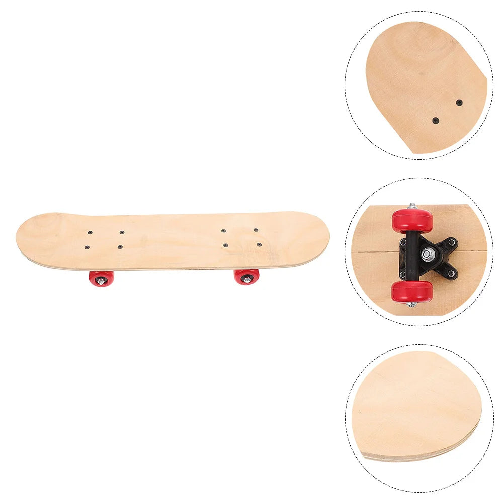 No-EN-Name-Null Outdoor Men-Boys Beginner DIY Blank Wood Deck Flat-Plate Stainless Steel-PVC Skateboard Longboards /Colors-Light Brown/Beige/Black/Red