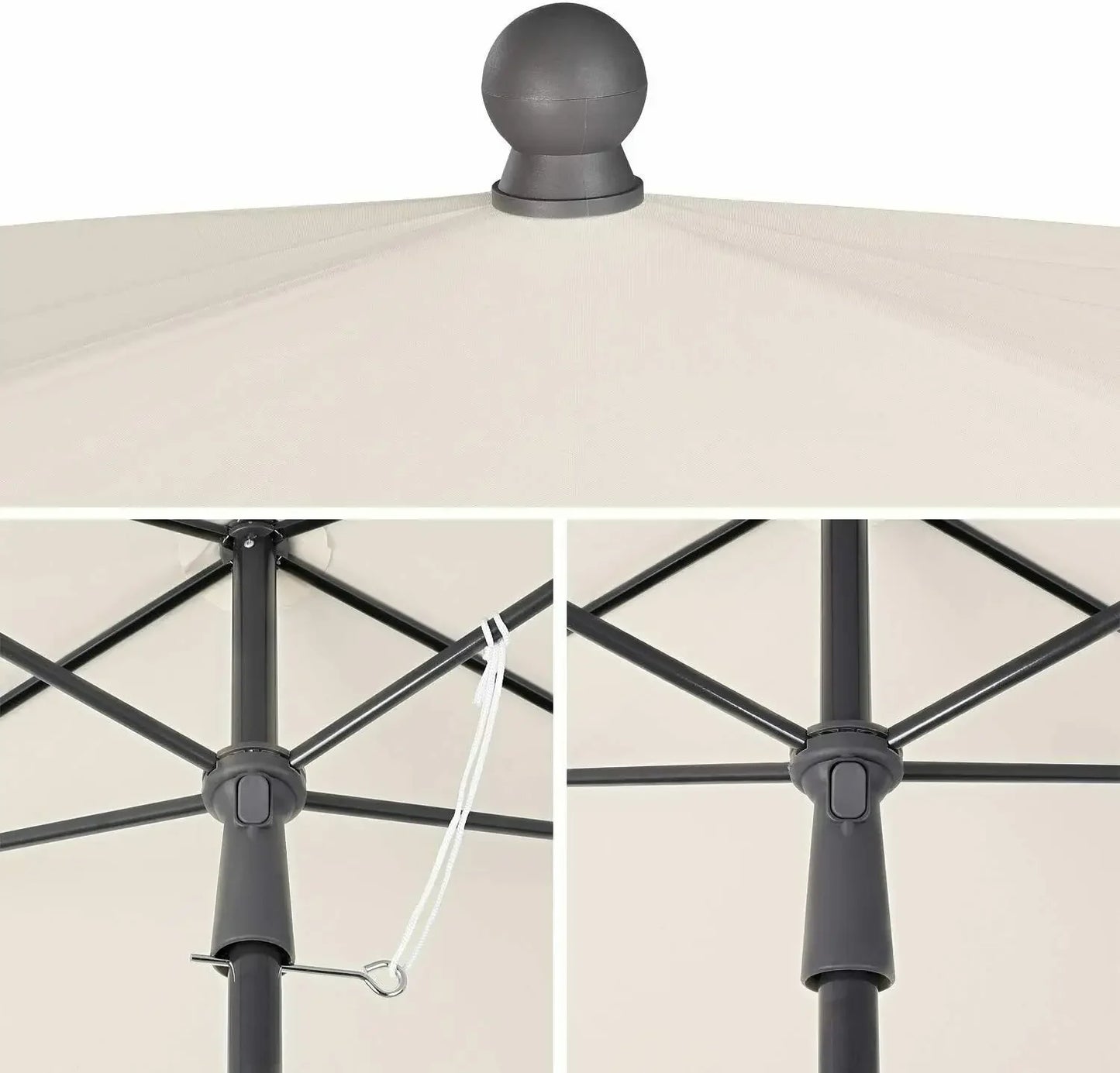 No-EN-Name-Null Adjustable Height Foldable Patio Waterproof Creamy White Beige-Gray Rectangular Shaped Cool UV-Rain Protection Copper-Zinc Alloy Pole Polyester Fabric Cover Canopy Outdoor Umbrellas