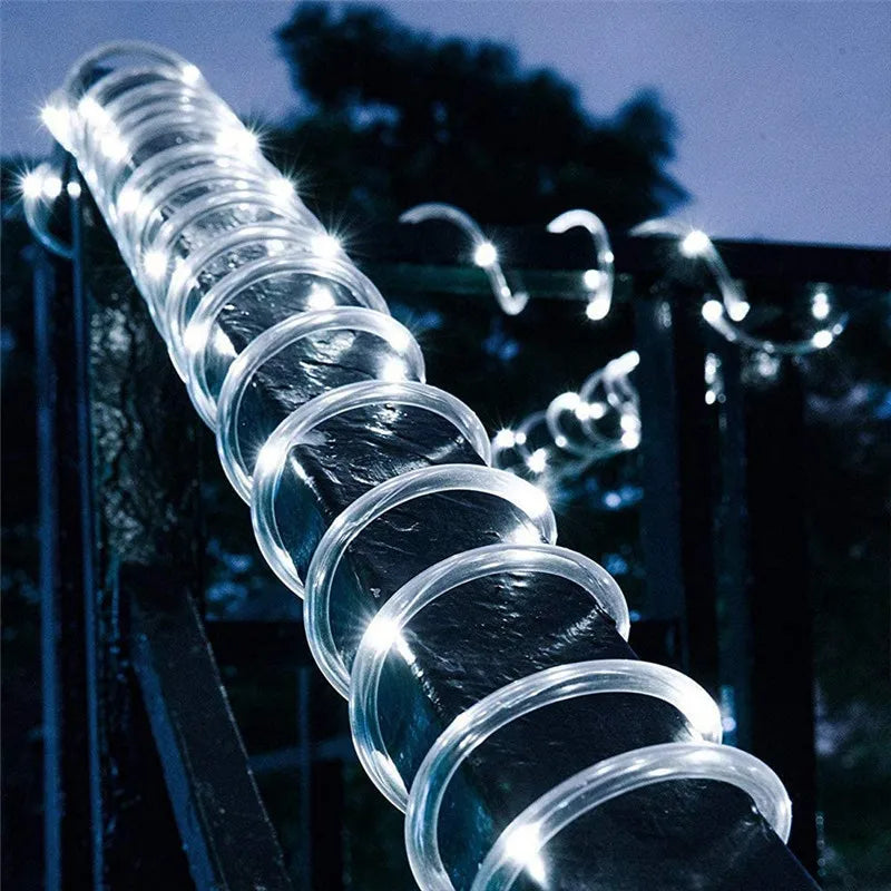 No-EN-Name-Null Outdoor Waterproof Multicolor Festoon Fairy Tube Plastic Body LED Dimmable Solar-Powered Cottage Holiday Decoration Light Ropes-Strings /Colors-White/Black/Green/Purple/Pink/Yellow/Multicolor