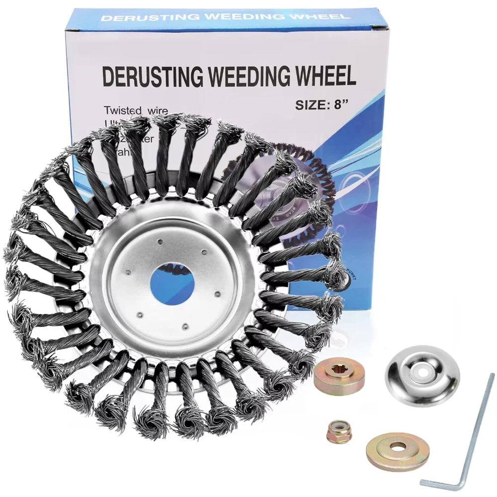 XMSJ Outdoor Round Silver-Gray Spring Steel Straight Wire Wheel Blades Weed-Brush 6-8-10 Inch Trimmer Heads