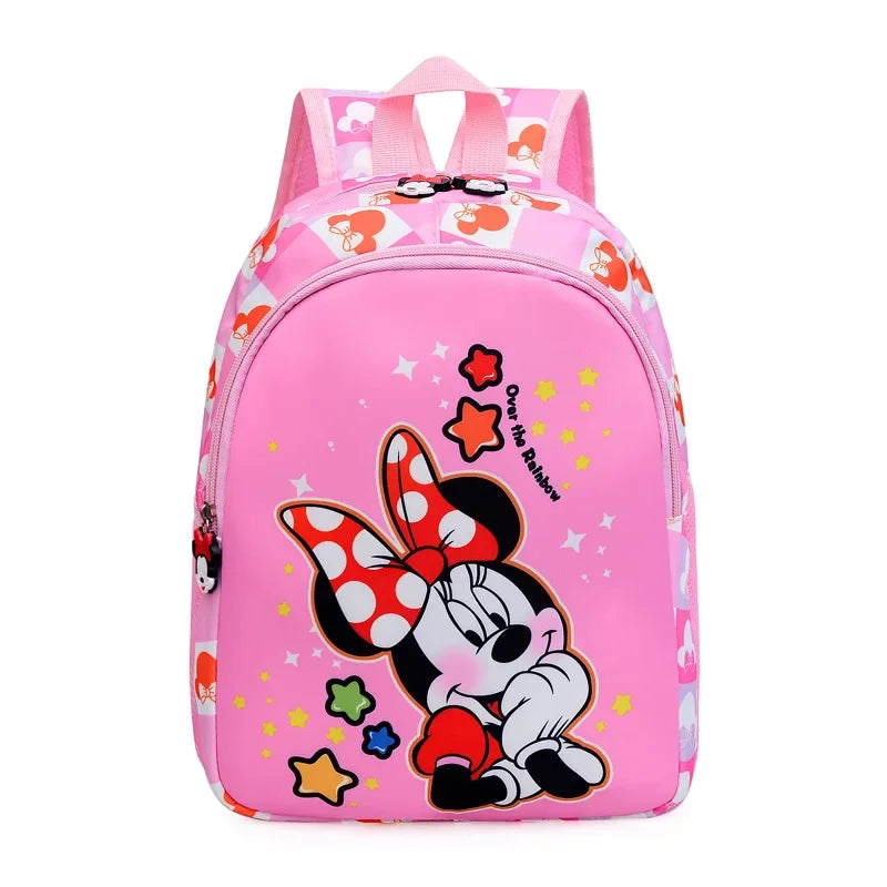 Disney's Kids Waterproof Canvas Fabric Double Zippers Cartoon Anime Minnie Mouse Theme Detachable Straps-Handle Mesh School Backpacks/Internal Pockets/Colors-Purple/Pink/Blue/Animal/Multicolor