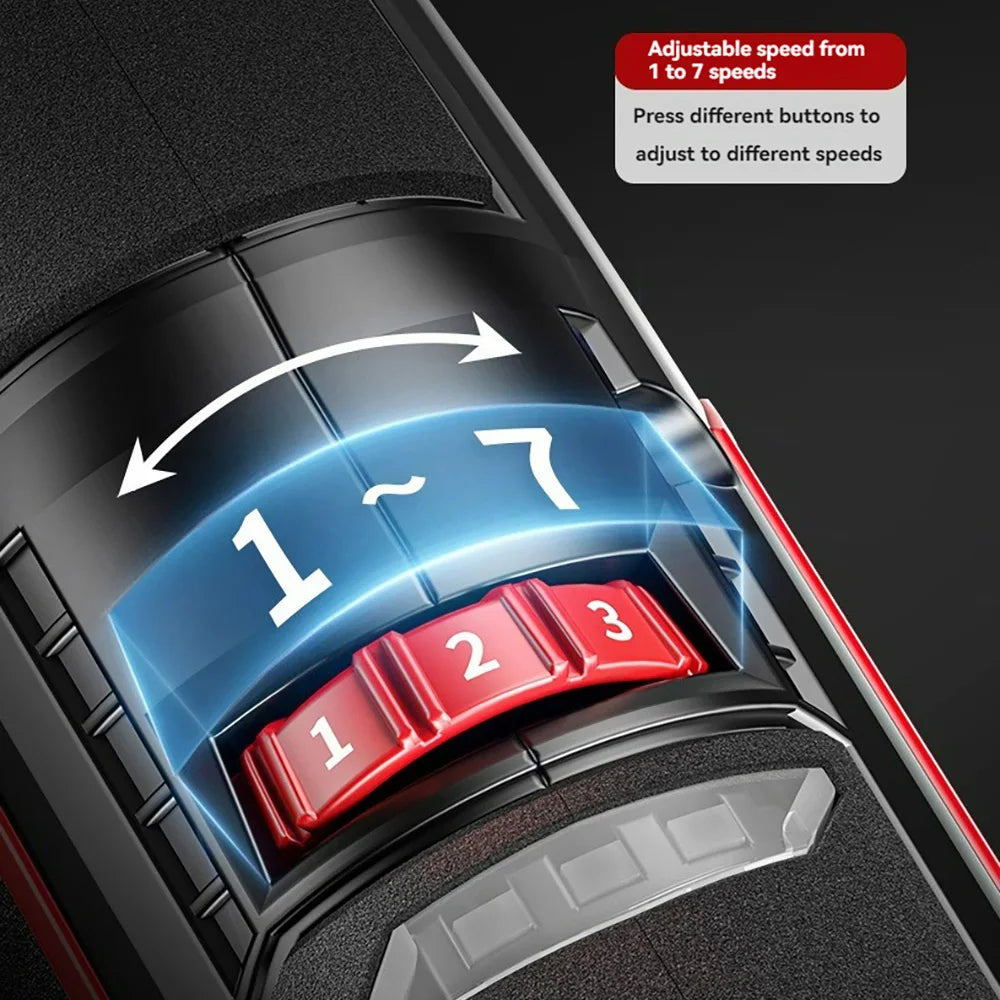 NULL Mini 12V Cordless Anti-Shaking Red-Black Plastic Body Adjustable 7 Speeds Keyless Chuck Rechargeable Battery-Powered Angle Steel Grit Grinding Head Chainsaw Sharpener Rotary Handheld Power Drills