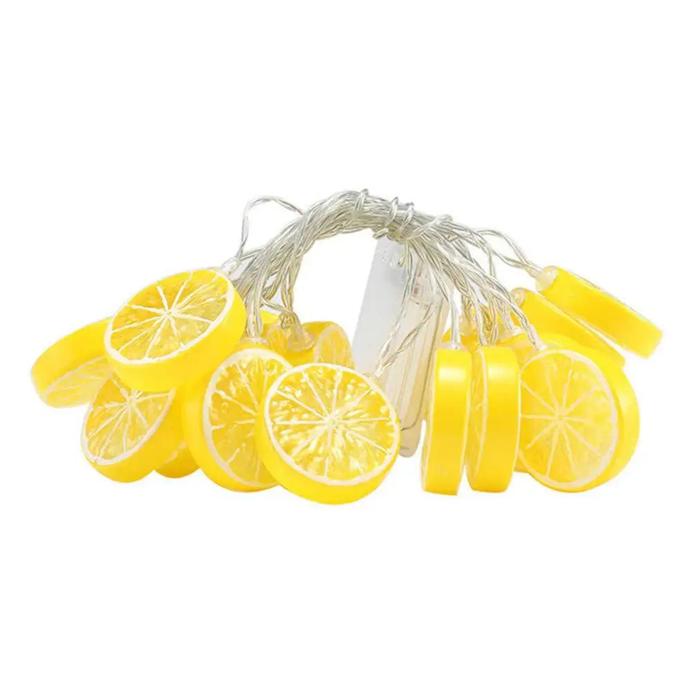 No-EN-Name-Null Outdoor-Indoor Waterproof Warm White LED Lights Round Cartoon Glowing Yellow Lemon Slices Shaped Dry Battery Power Light Ropes-Strings/Colors-Green/Yellow/Orange/White/Multicolor/AA Batteries Not Included