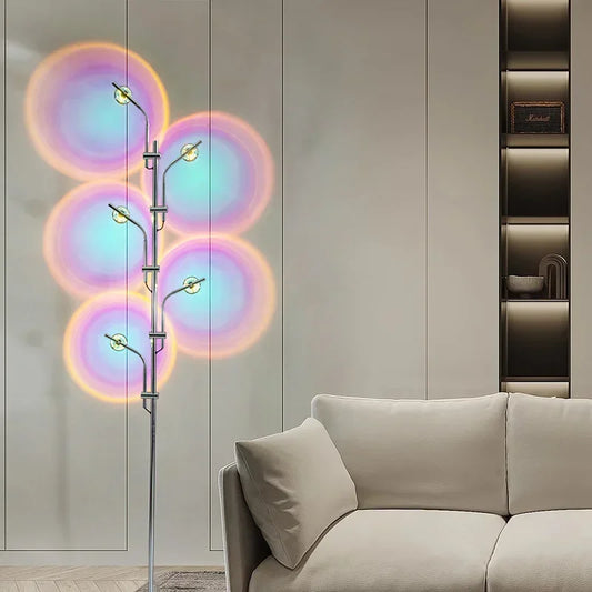 Nordic Iron Rainbows Standing LED Art Projection Wedge Base Floor Lamps/Colors-Black/Silver/Gray/Rainbow Colors/Multicolor