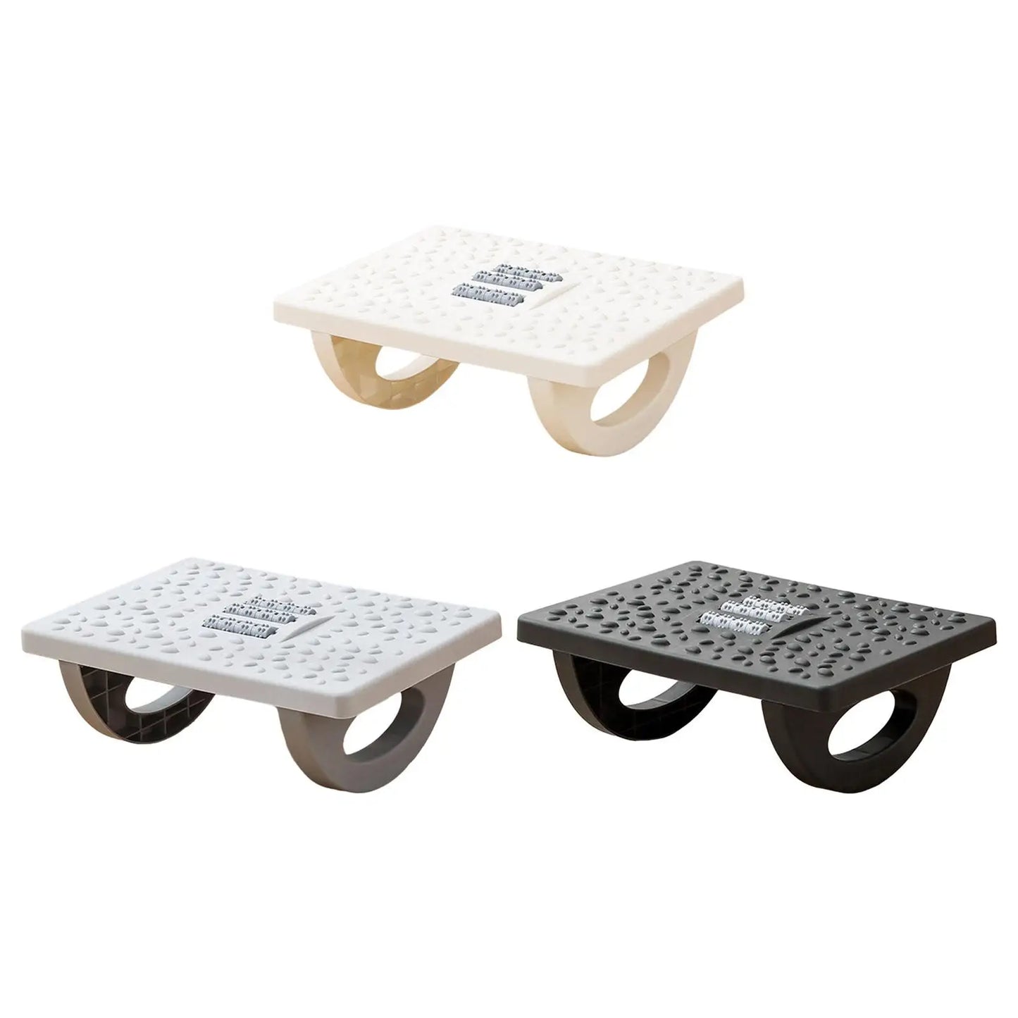 SERENABLE Ergonomic Under Computer Desk White Hard Flat Footrest Non-Skid Textured Surface Rollers Massagers /Colors-Black/White/Gray/Assembly Required