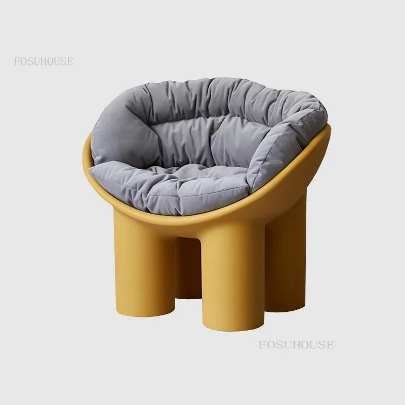 FOSUHOUSE Modern Upholstered Padded Soft Gray Polyester Fabric Cushions Hard Plastic Cute Elephant Four Legs Armchairs/Colors-Gray/Black/Yellow/Brown/Pink/Green/White/Beige/Blue/Multicolor