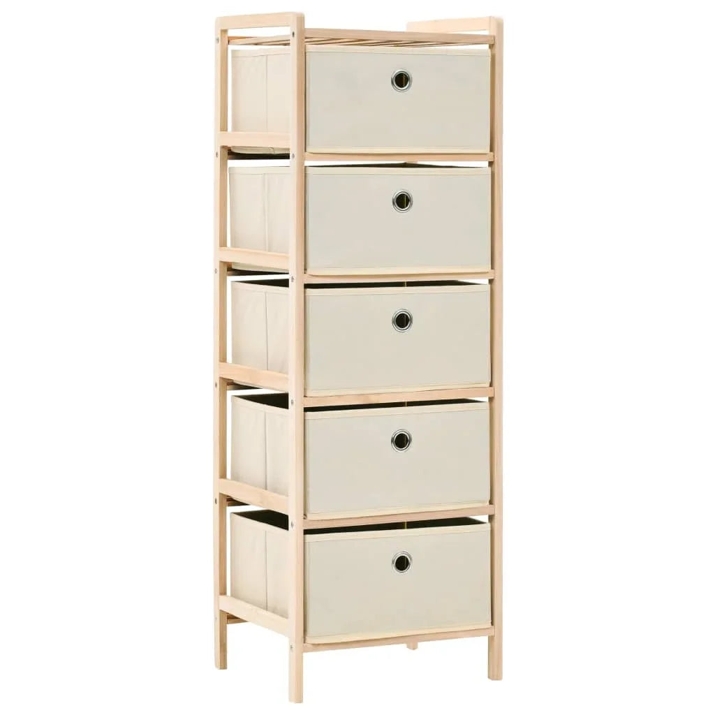 No-EN-Name-Null Modern Tall Square Shaped Solid Cedar Wood Frame Five Beige Polypropylene Fabric Household Storage Drawers