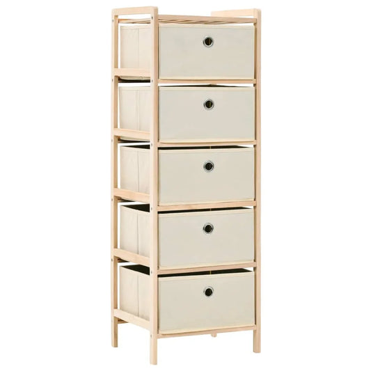 No-EN-Name-Null Modern Tall Square Shaped Solid Cedar Wood Frame Five Beige Polypropylene Fabric Household Storage Drawers