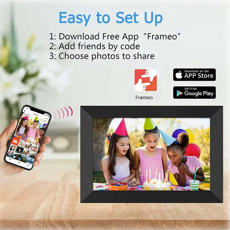 Digital Wireless-Instant Sharing 10.1 HD Touchscreen Photo Picture Frames/Holder Stand /Power Adapter/JPEG Image/WIFI-UBS/Wall Mount/Colors-Black/White