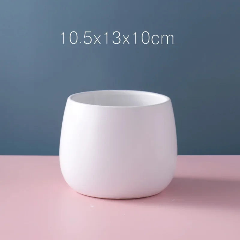 NULL Modern Small Glazed Ceramic Multicolor Round Shaped Desktop Flower Pots Planters /Colors-Colors-Gold/Blue/Pink/Gray/Black/White/Multicolor