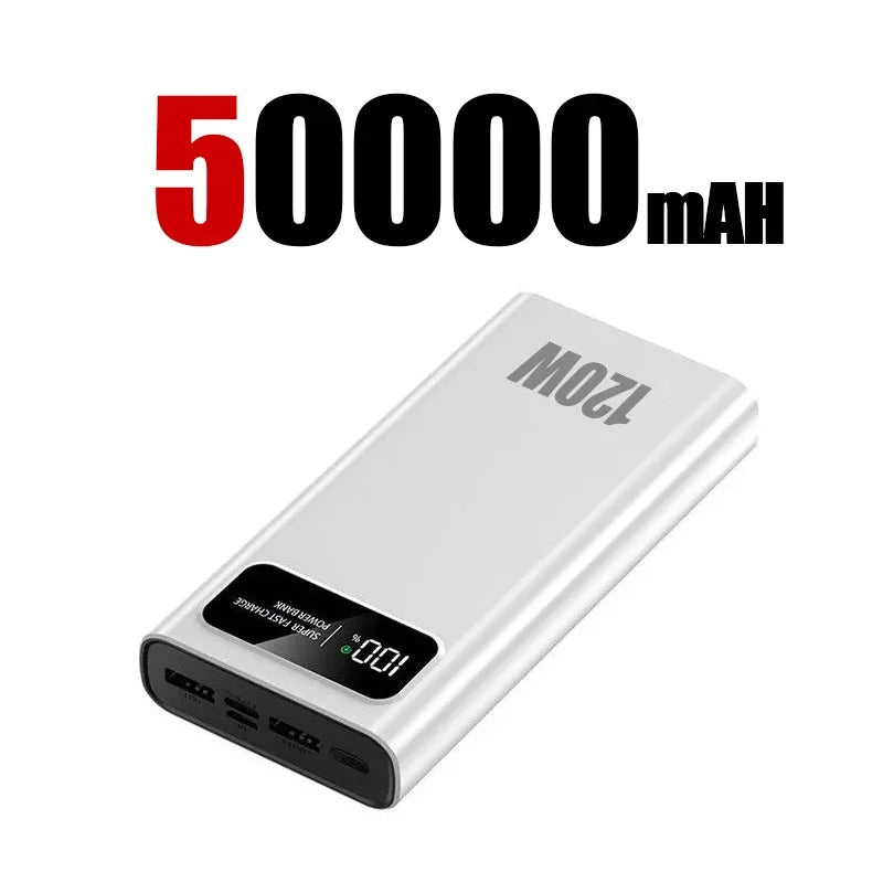 No-EN-Name-Null White Plastic Rectangle Digital Display Rechargeable Li-Polymer Battery-Powered LED Lights 120W Two-Way Quick Charge Power Banks /Micro USB-USB-A /Type C Battery Power Banks/Colors-Silver/Black/White