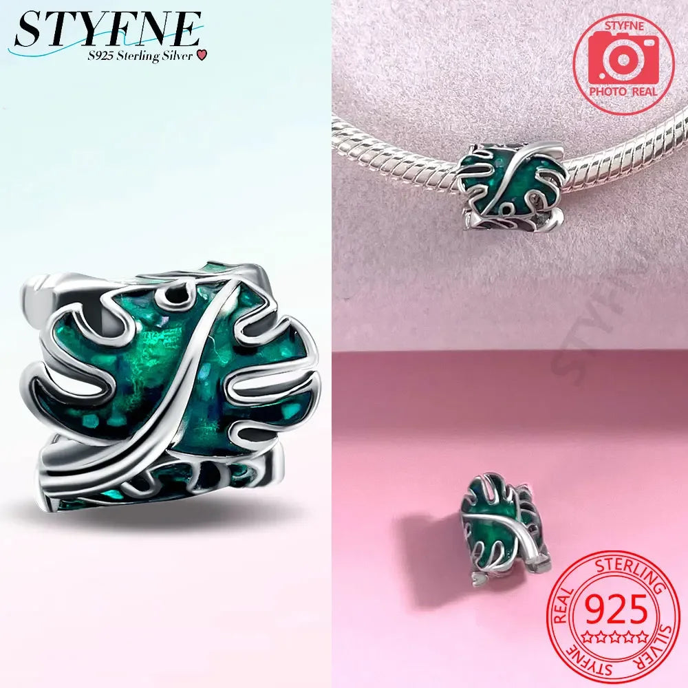 STYFNE Unisex Adult Teens Fine Imitation Sterling Silver-Plated Metal Cute Hanging Sloth Animal Shaped Charms-Pendants /Colors-Animals/Silver/Floral/Green
