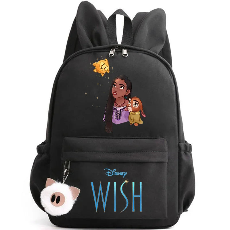 Disney Kids Cute Cartoon Wish Movie Large Waterproof Pink Nylon Fabric School Backpacks