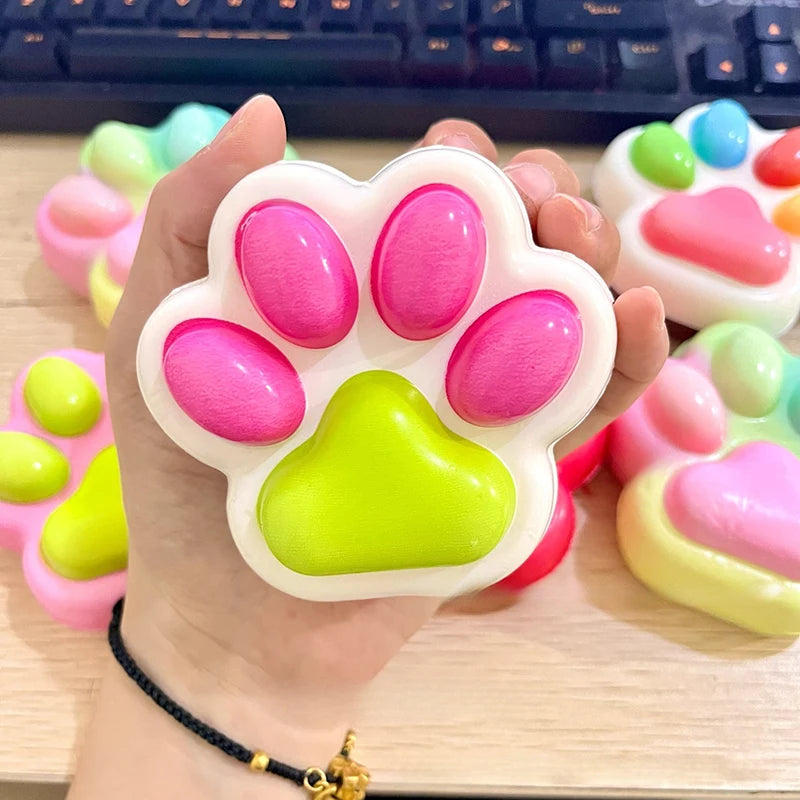 KITTYBABY Kids Plastic-Silicone Rubber Multicolor Soft Sticky Cute Cartoon Animal Cat Paws Anxiety-Stress Relief Squeeze Slow Rebound Activity Toys/Ages: 6-12 Years Old