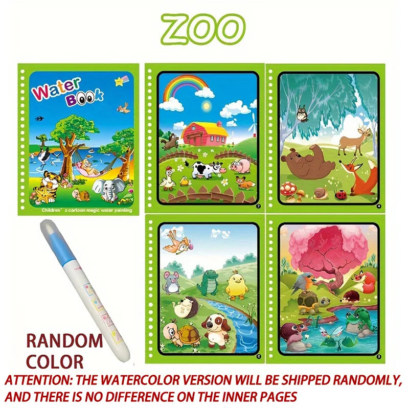 IPCBEC Kids Multicolor Plastic Magical Watercolor Picture Painting-Coloring-Drawing Cardboard Paper Reused One Copy Notebooks Coloring Books-Pads /Ages: 3-18 Years Old/Colors-Red/Blue/Green/Multicolor/Animals