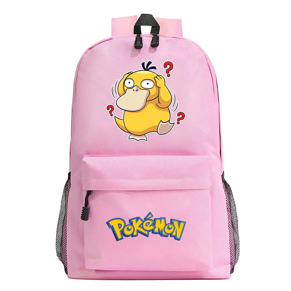 MINISO Kids Softback Waterproof Oxford Fabric Cartoon Anime Pokemon Design Adjustable Shoulder Straps-One Handle 15 Inch Laptop Single Compartment School Backpacks/Colors-Blue/Pink/Black/Multicolor